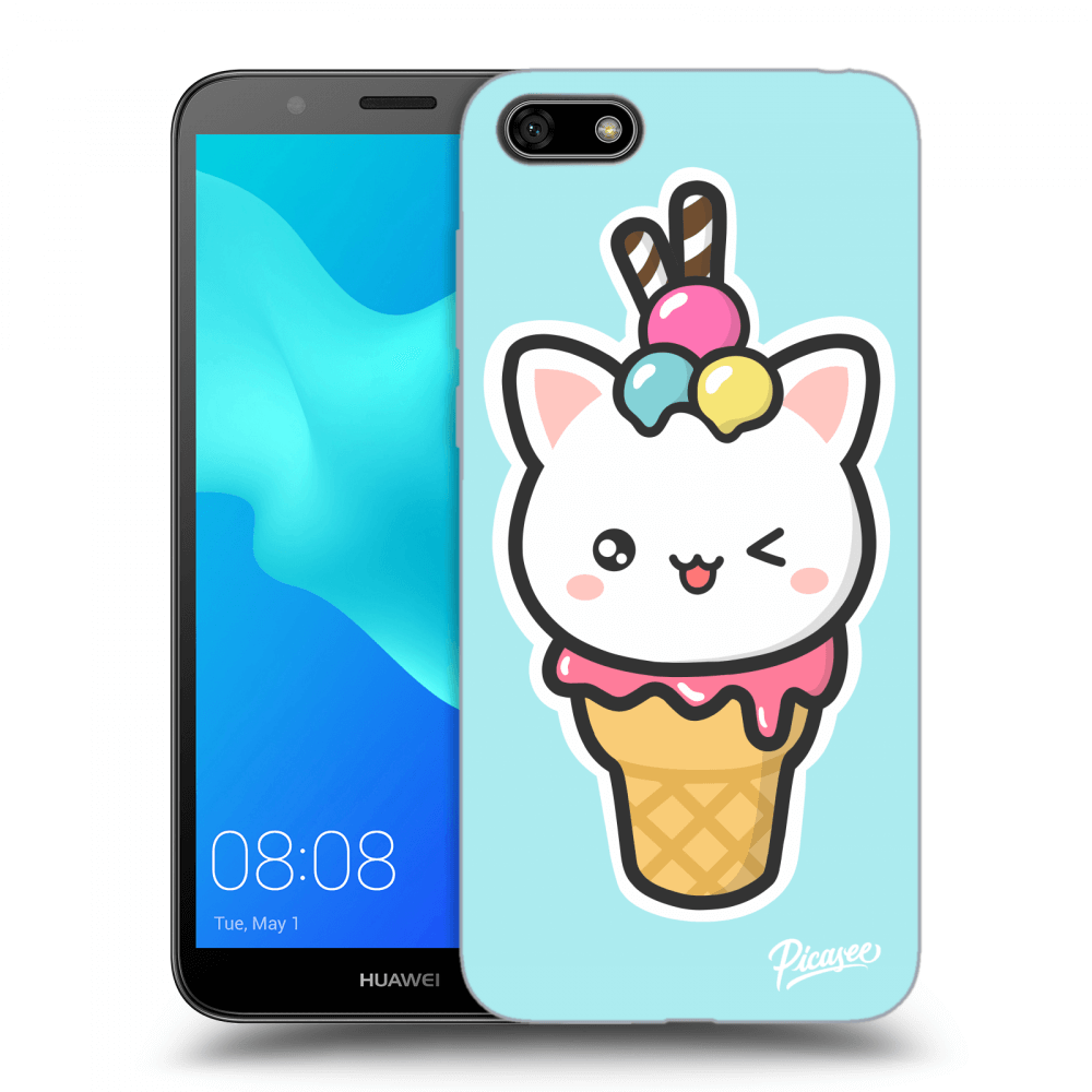 Picasee silikonový černý obal pro Huawei Y5 2018 - Ice Cream Cat