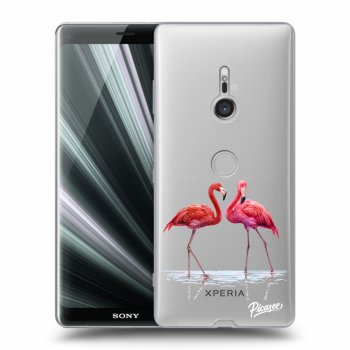 Picasee silikonový průhledný obal pro Sony Xperia XZ3 - Flamingos couple