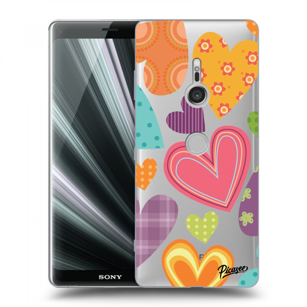 Picasee silikonový průhledný obal pro Sony Xperia XZ3 - Colored heart