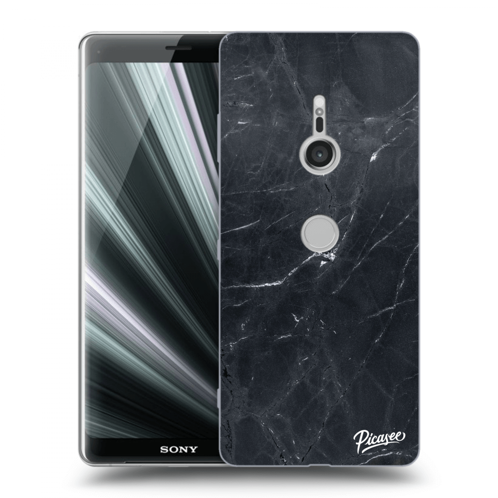 Picasee silikonový průhledný obal pro Sony Xperia XZ3 - Black marble