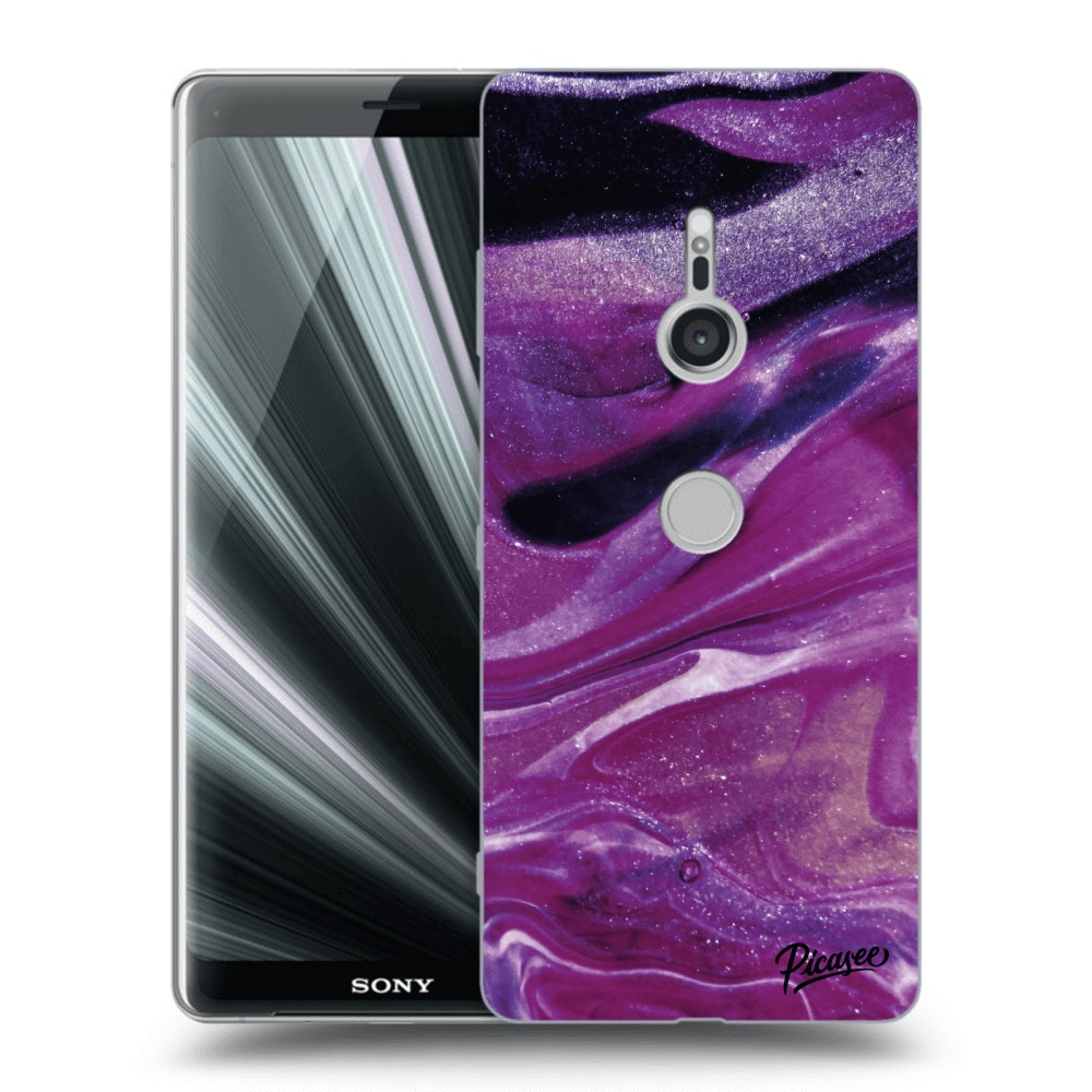 Picasee silikonový průhledný obal pro Sony Xperia XZ3 - Purple glitter
