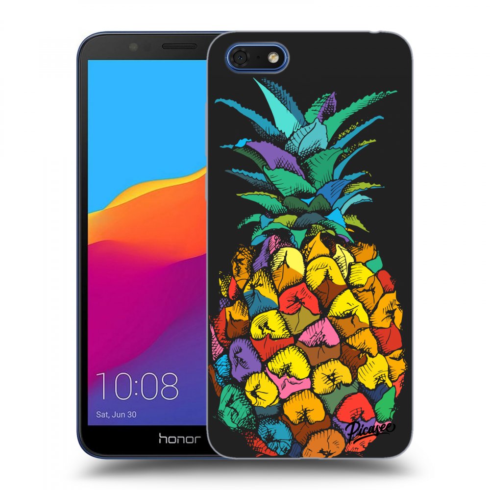 Picasee silikonový černý obal pro Honor 7S - Pineapple