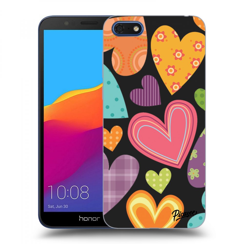 Picasee silikonový černý obal pro Honor 7S - Colored heart