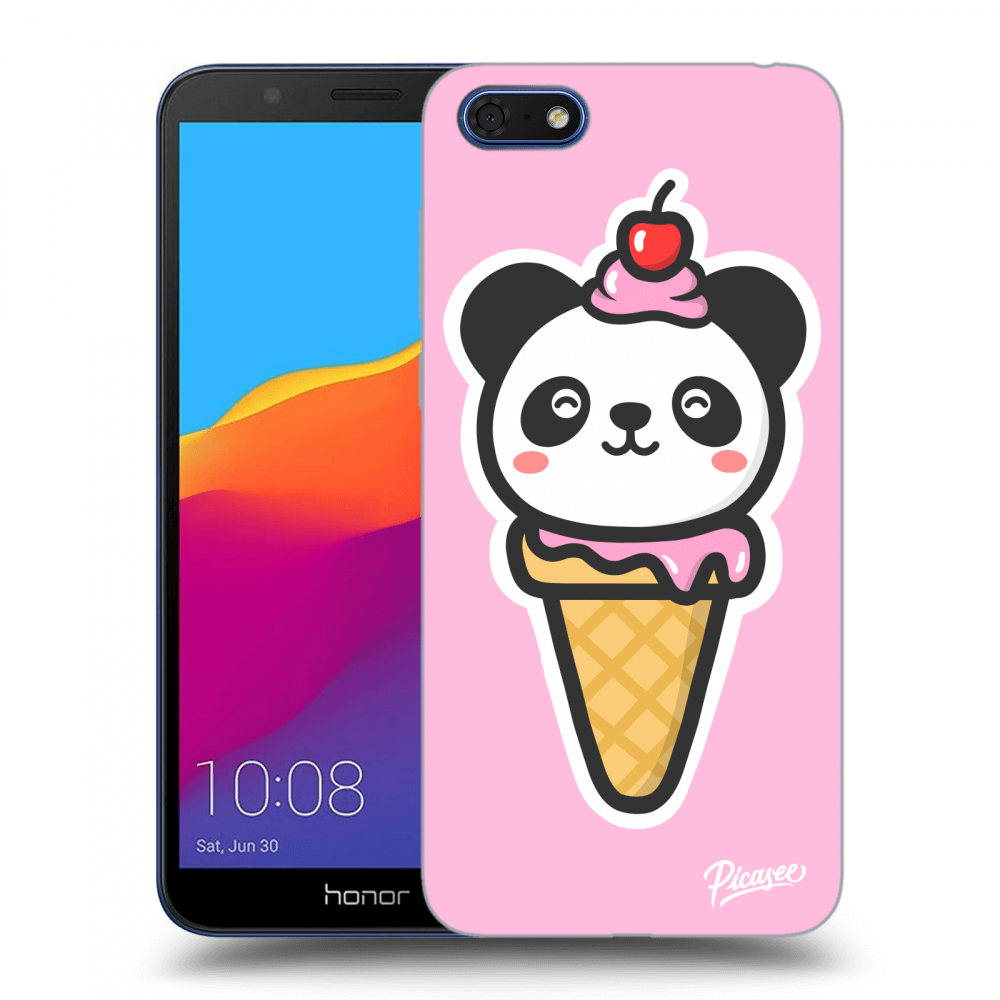 Picasee silikonový černý obal pro Honor 7S - Ice Cream Panda