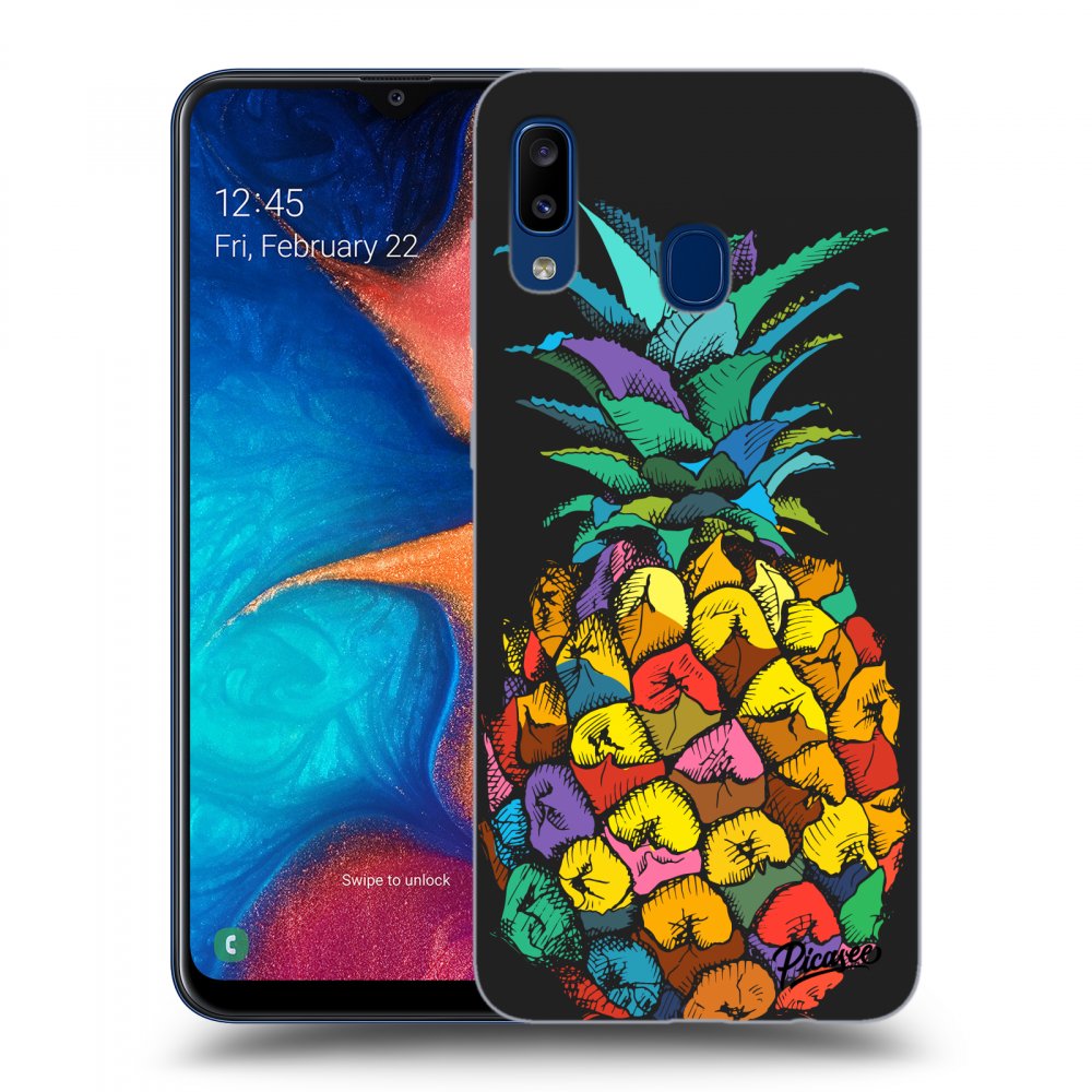 Picasee silikonový černý obal pro Samsung Galaxy A20e A202F - Pineapple