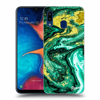 Picasee silikonový černý obal pro Samsung Galaxy A20e A202F - Green Gold