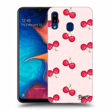 Picasee silikonový černý obal pro Samsung Galaxy A20e A202F - Cherries
