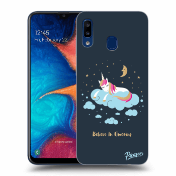 Picasee silikonový černý obal pro Samsung Galaxy A20e A202F - Believe In Unicorns