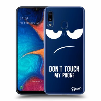 Picasee silikonový průhledný obal pro Samsung Galaxy A20e A202F - Don't Touch My Phone