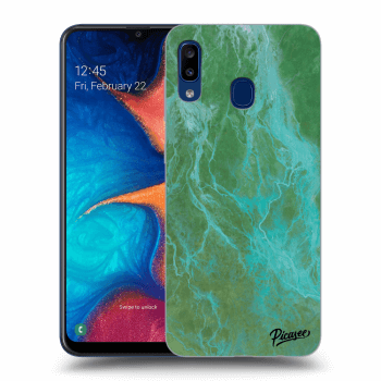 Picasee silikonový průhledný obal pro Samsung Galaxy A20e A202F - Green marble