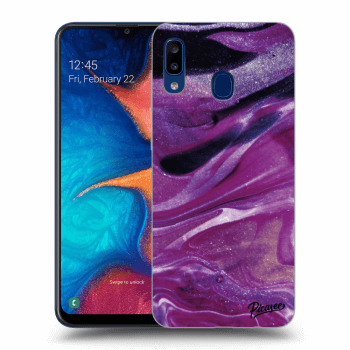 Picasee silikonový průhledný obal pro Samsung Galaxy A20e A202F - Purple glitter