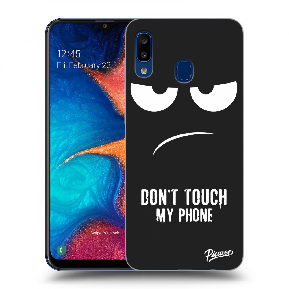 Picasee silikonový černý obal pro Samsung Galaxy A20e A202F - Don't Touch My Phone