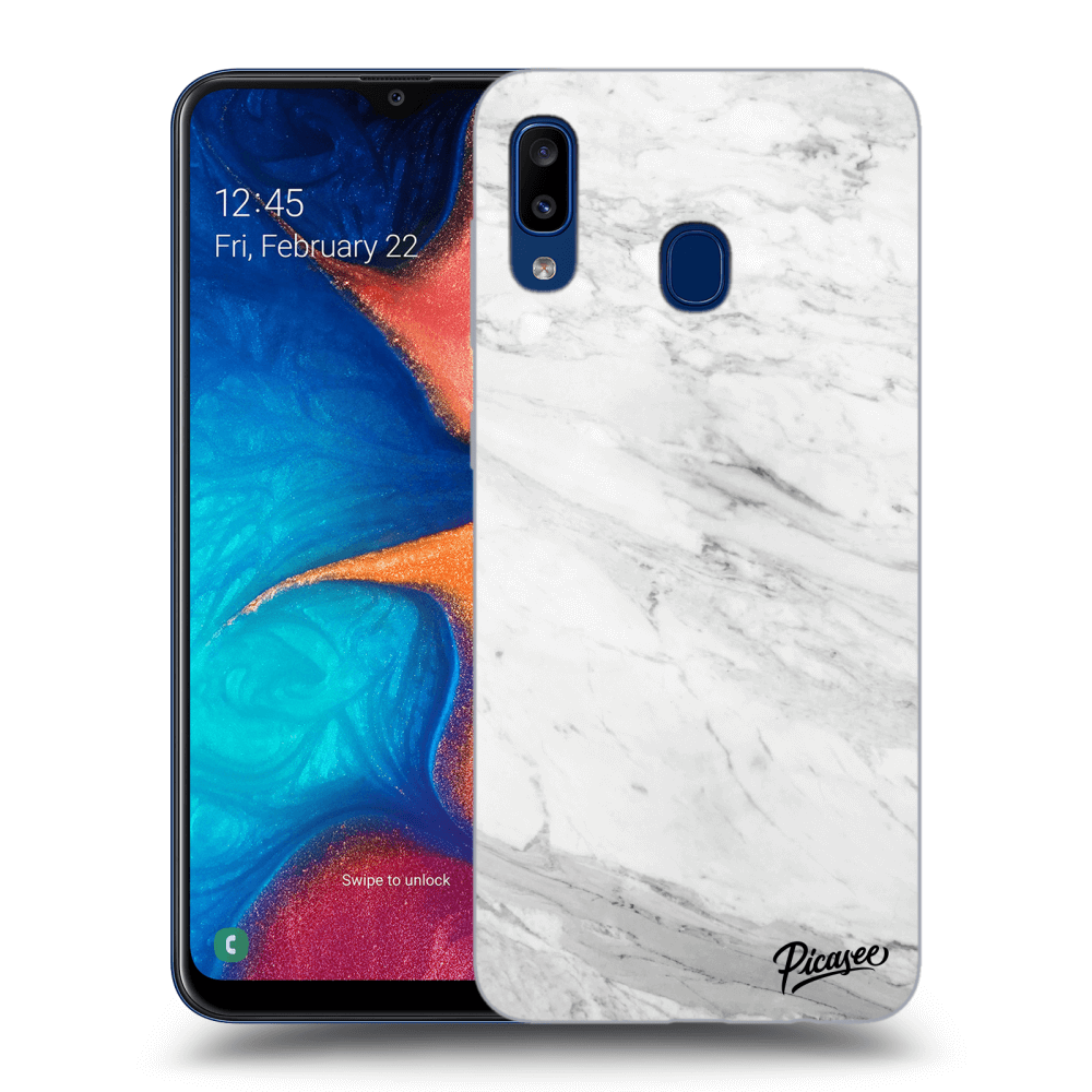 Picasee silikonový černý obal pro Samsung Galaxy A20e A202F - White marble