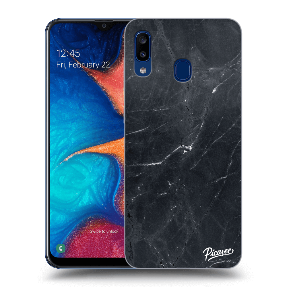 Picasee silikonový průhledný obal pro Samsung Galaxy A20e A202F - Black marble
