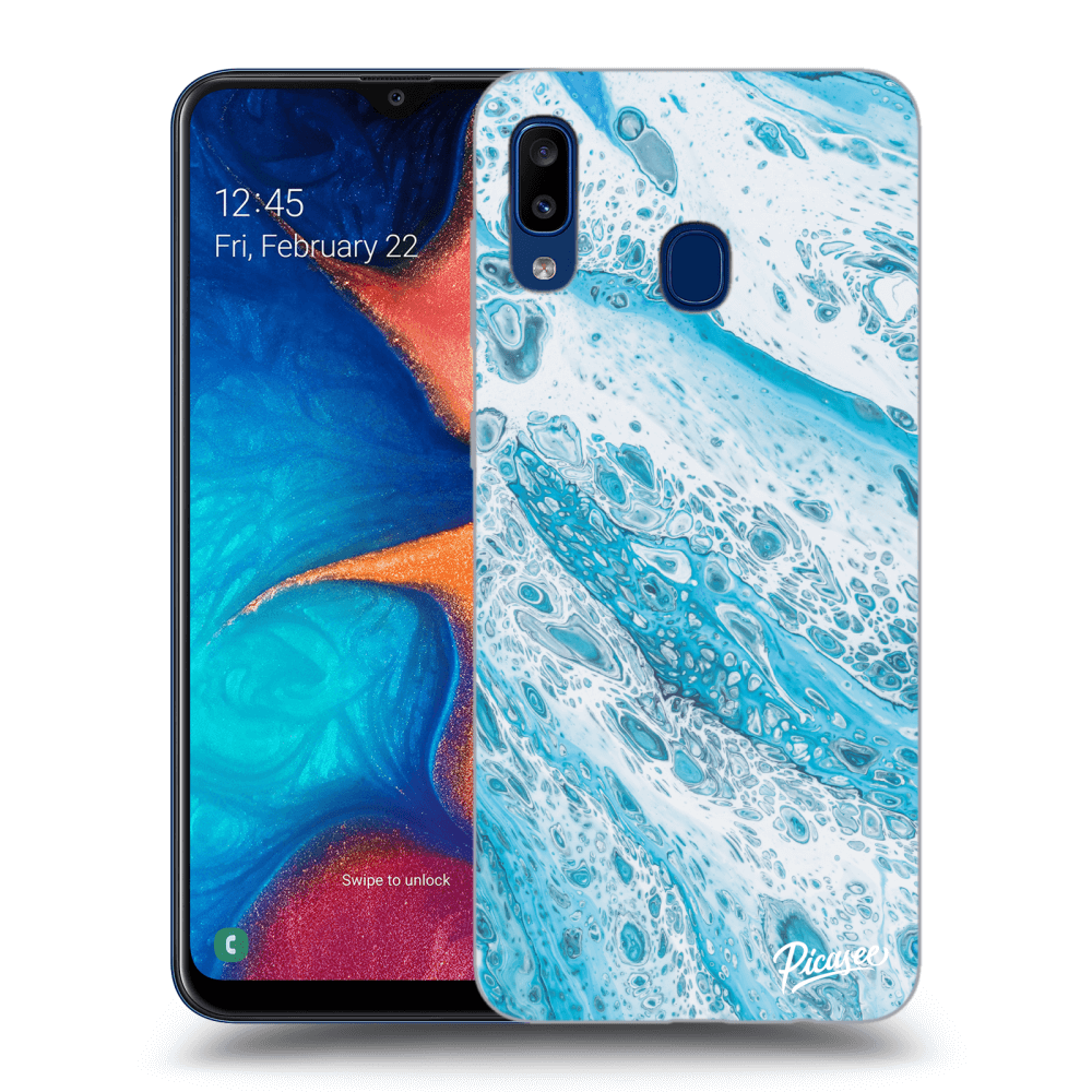 Picasee silikonový průhledný obal pro Samsung Galaxy A20e A202F - Blue liquid