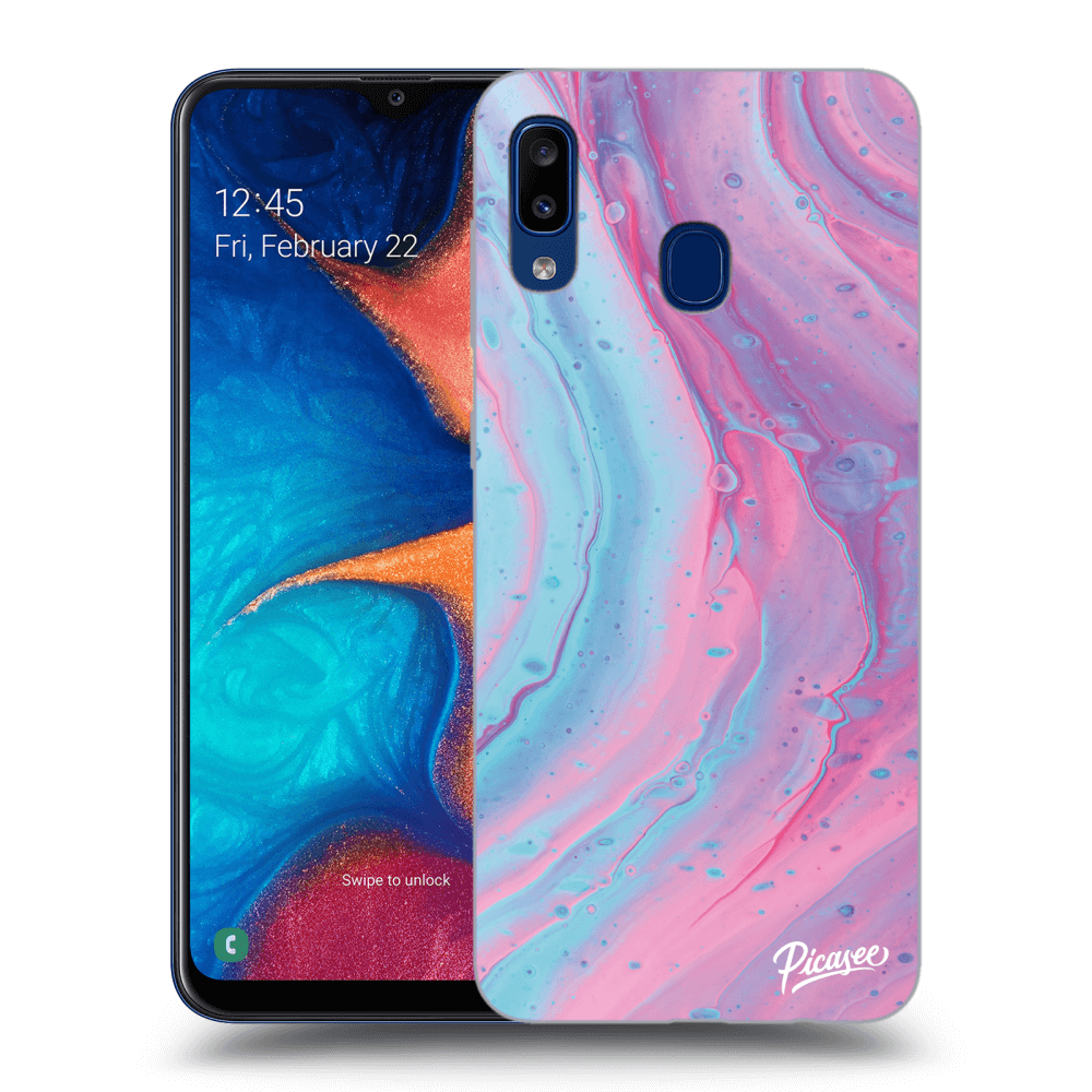Picasee silikonový černý obal pro Samsung Galaxy A20e A202F - Pink liquid