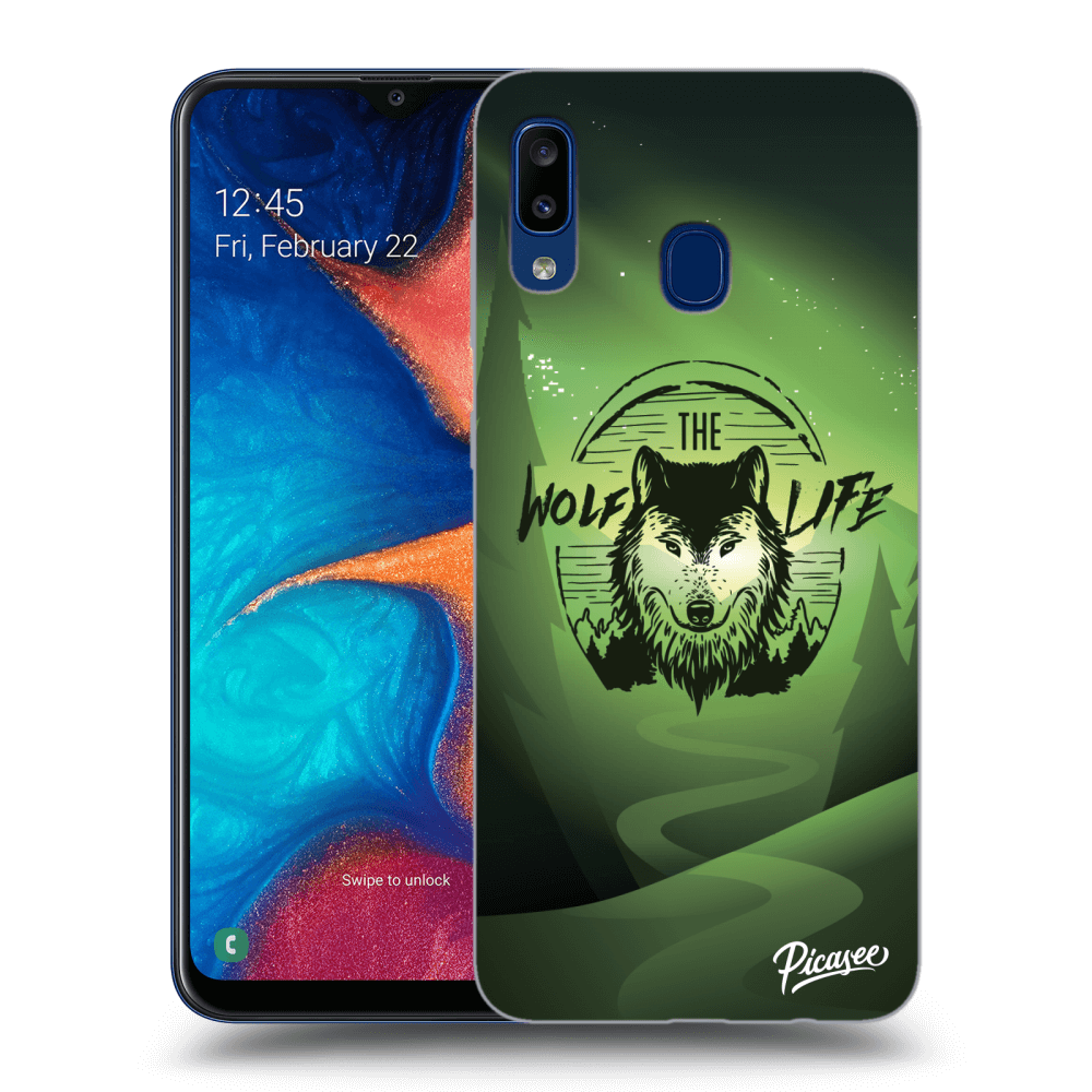 Picasee silikonový průhledný obal pro Samsung Galaxy A20e A202F - Wolf life