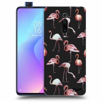 Picasee silikonový černý obal pro Xiaomi Mi 9T (Pro) - Flamingos