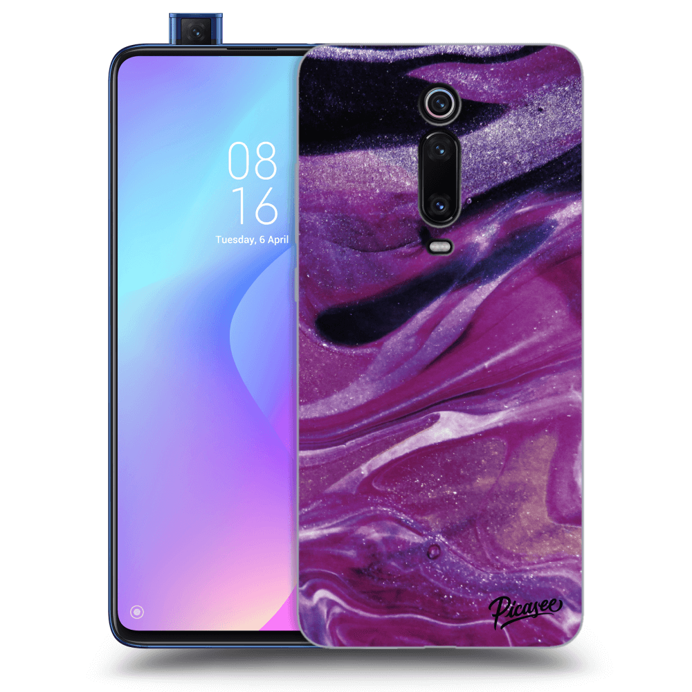 Picasee silikonový průhledný obal pro Xiaomi Mi 9T (Pro) - Purple glitter