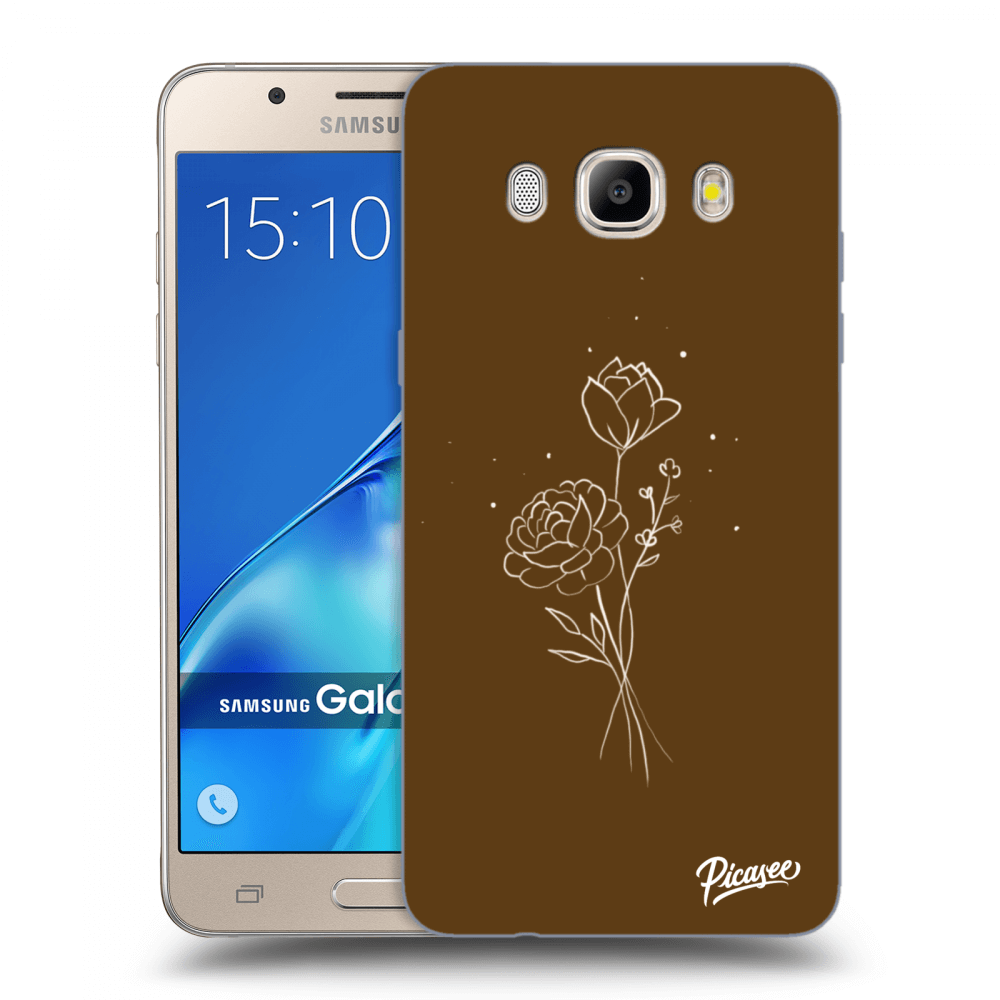 Picasee silikonový průhledný obal pro Samsung Galaxy J5 2016 J510F - Brown flowers