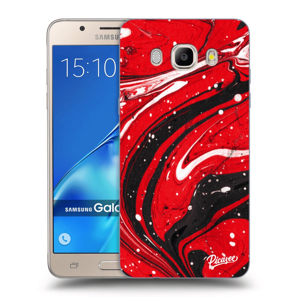 Picasee silikonový průhledný obal pro Samsung Galaxy J5 2016 J510F - Red black