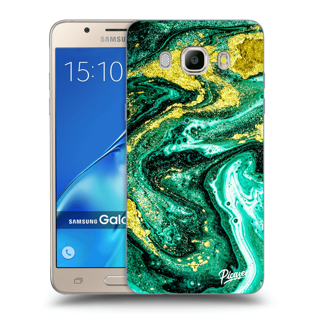 Picasee silikonový průhledný obal pro Samsung Galaxy J5 2016 J510F - Green Gold