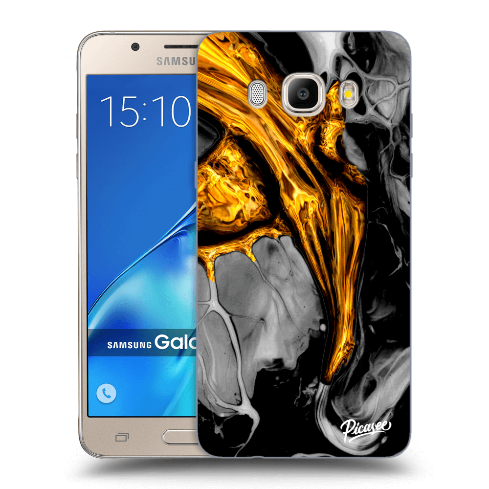Picasee silikonový průhledný obal pro Samsung Galaxy J5 2016 J510F - Black Gold