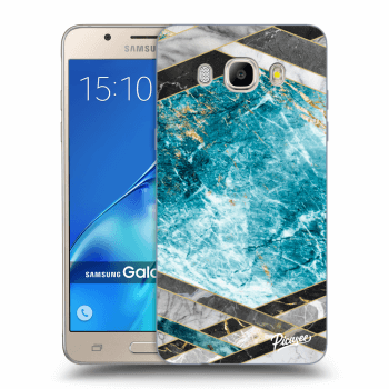 Picasee silikonový průhledný obal pro Samsung Galaxy J5 2016 J510F - Blue geometry