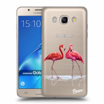 Picasee silikonový průhledný obal pro Samsung Galaxy J5 2016 J510F - Flamingos couple