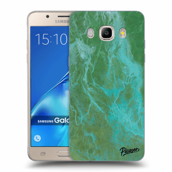 Picasee silikonový průhledný obal pro Samsung Galaxy J5 2016 J510F - Green marble