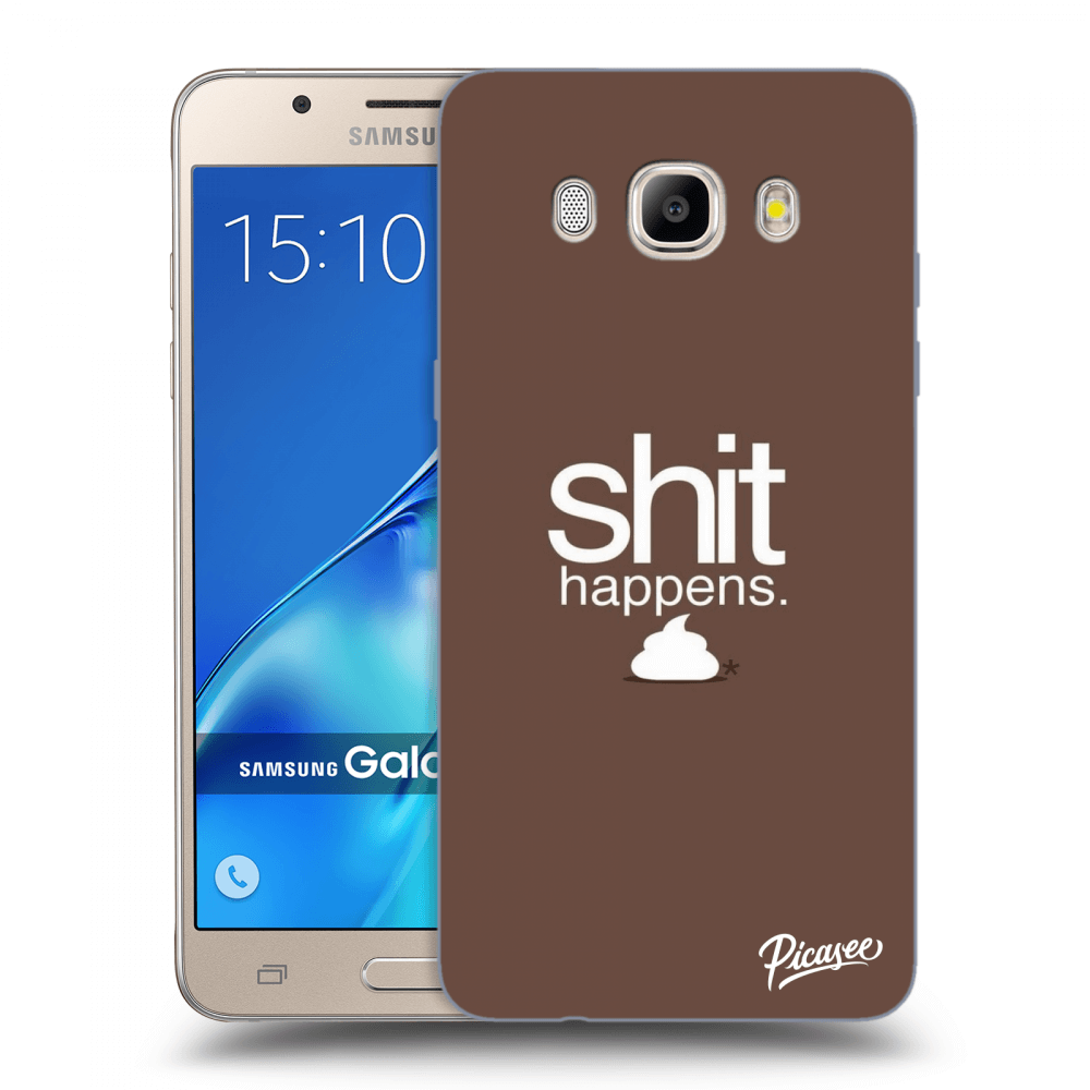 Picasee silikonový průhledný obal pro Samsung Galaxy J5 2016 J510F - Shit happens