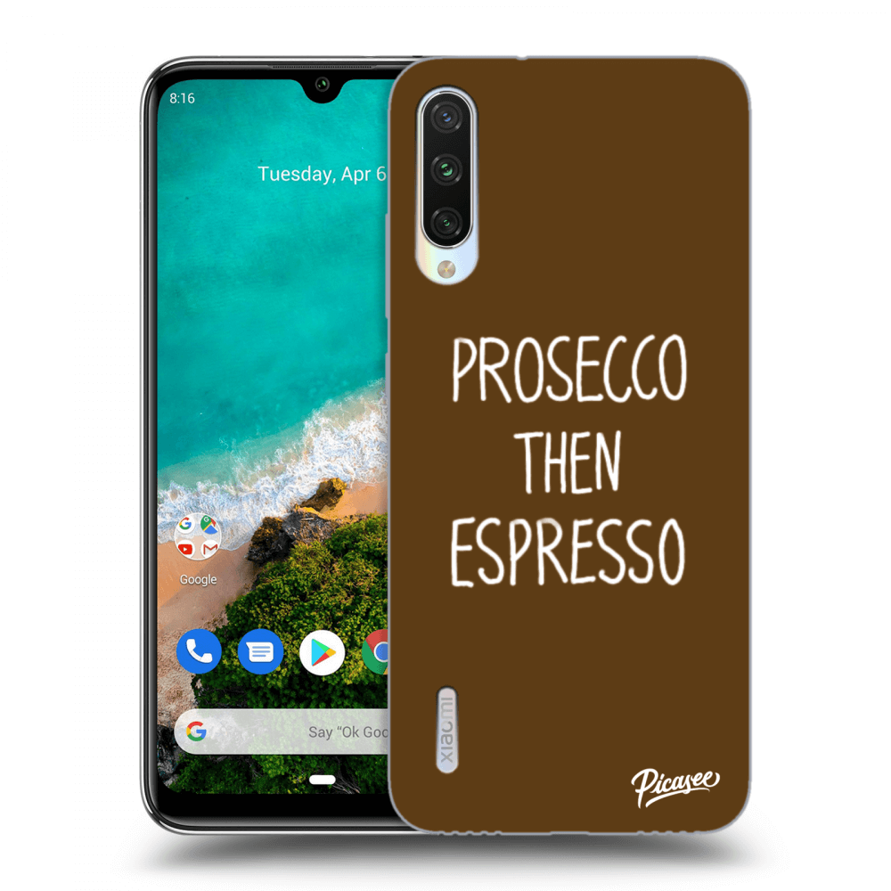 Picasee silikonový černý obal pro Xiaomi Mi A3 - Prosecco then espresso