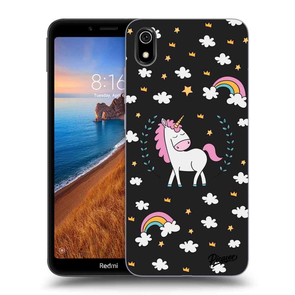 Picasee silikonový černý obal pro Xiaomi Redmi 7A - Unicorn star heaven