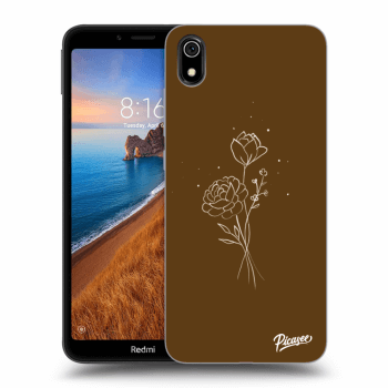 Picasee silikonový průhledný obal pro Xiaomi Redmi 7A - Brown flowers