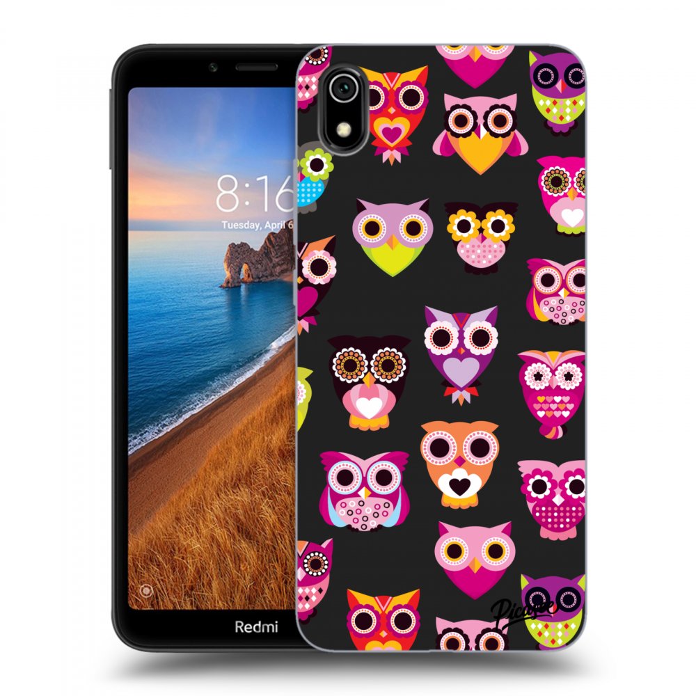 Picasee silikonový černý obal pro Xiaomi Redmi 7A - Owls