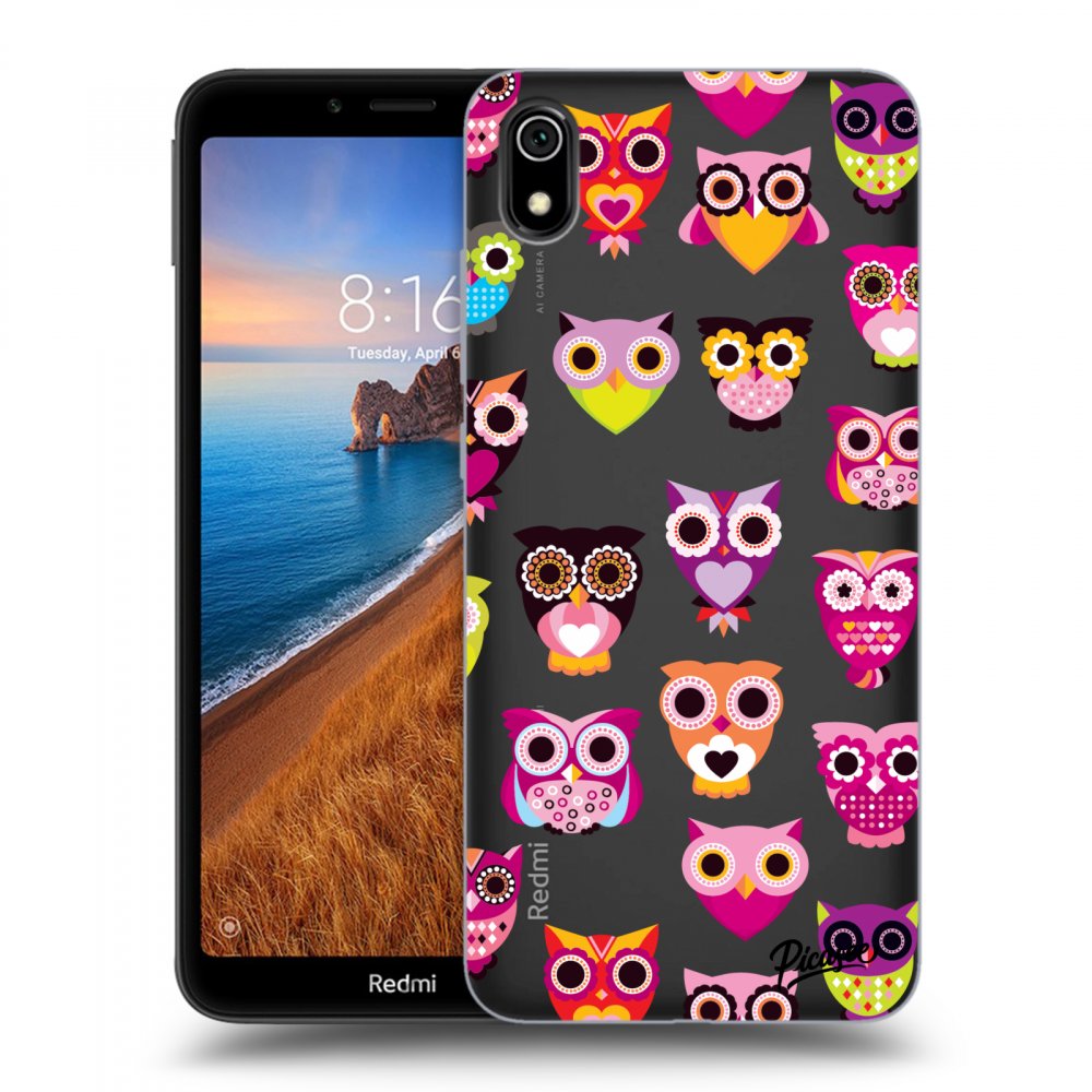Picasee silikonový průhledný obal pro Xiaomi Redmi 7A - Owls