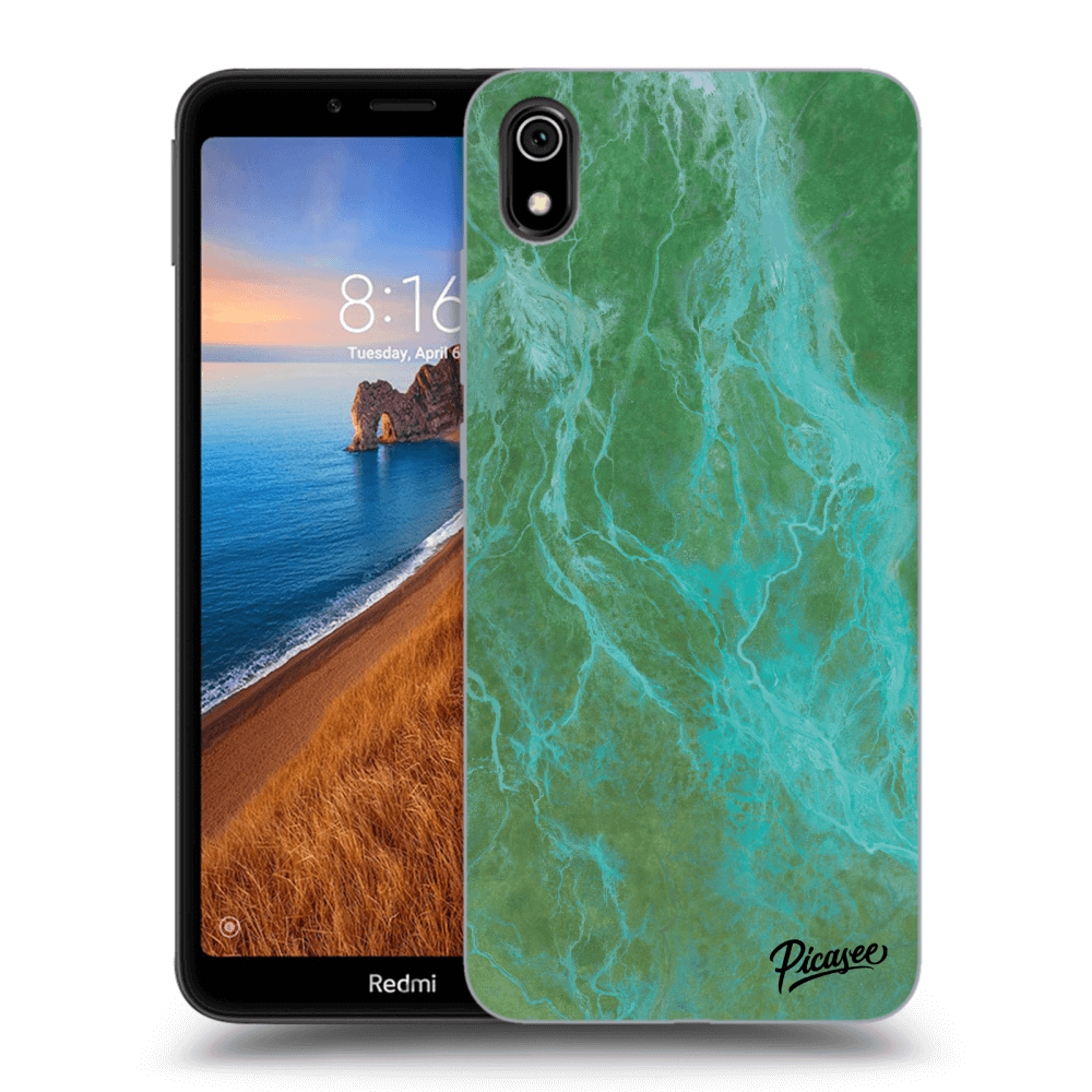 Picasee silikonový průhledný obal pro Xiaomi Redmi 7A - Green marble