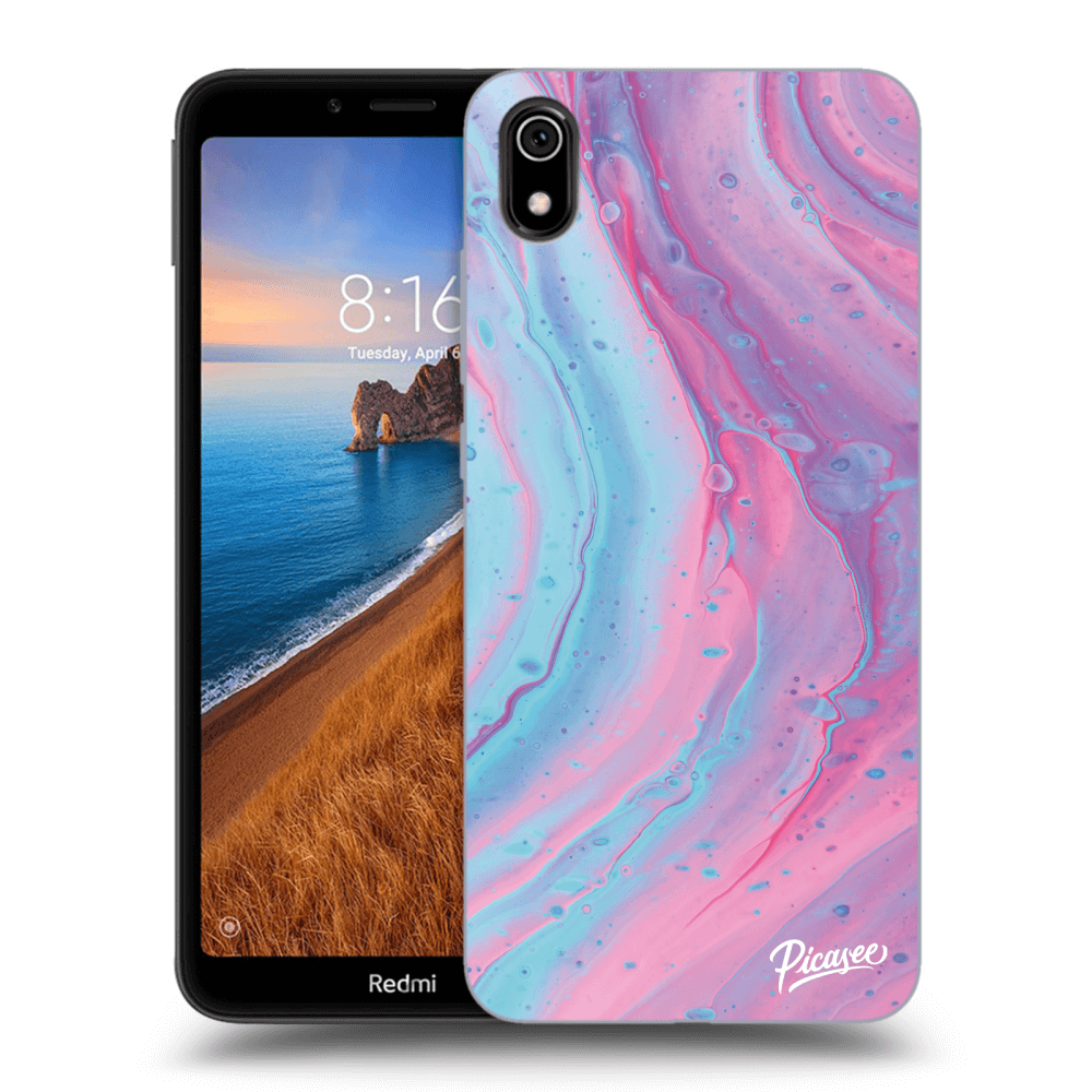 Picasee silikonový průhledný obal pro Xiaomi Redmi 7A - Pink liquid