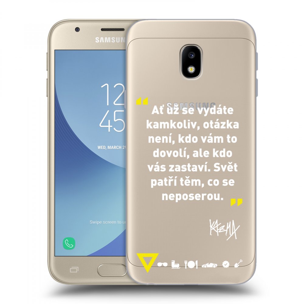 Picasee silikonový průhledný obal pro Samsung Galaxy J3 2017 J330F - Kazma - SVĚT PATŘÍ TĚM, CO SE NEPOSEROU