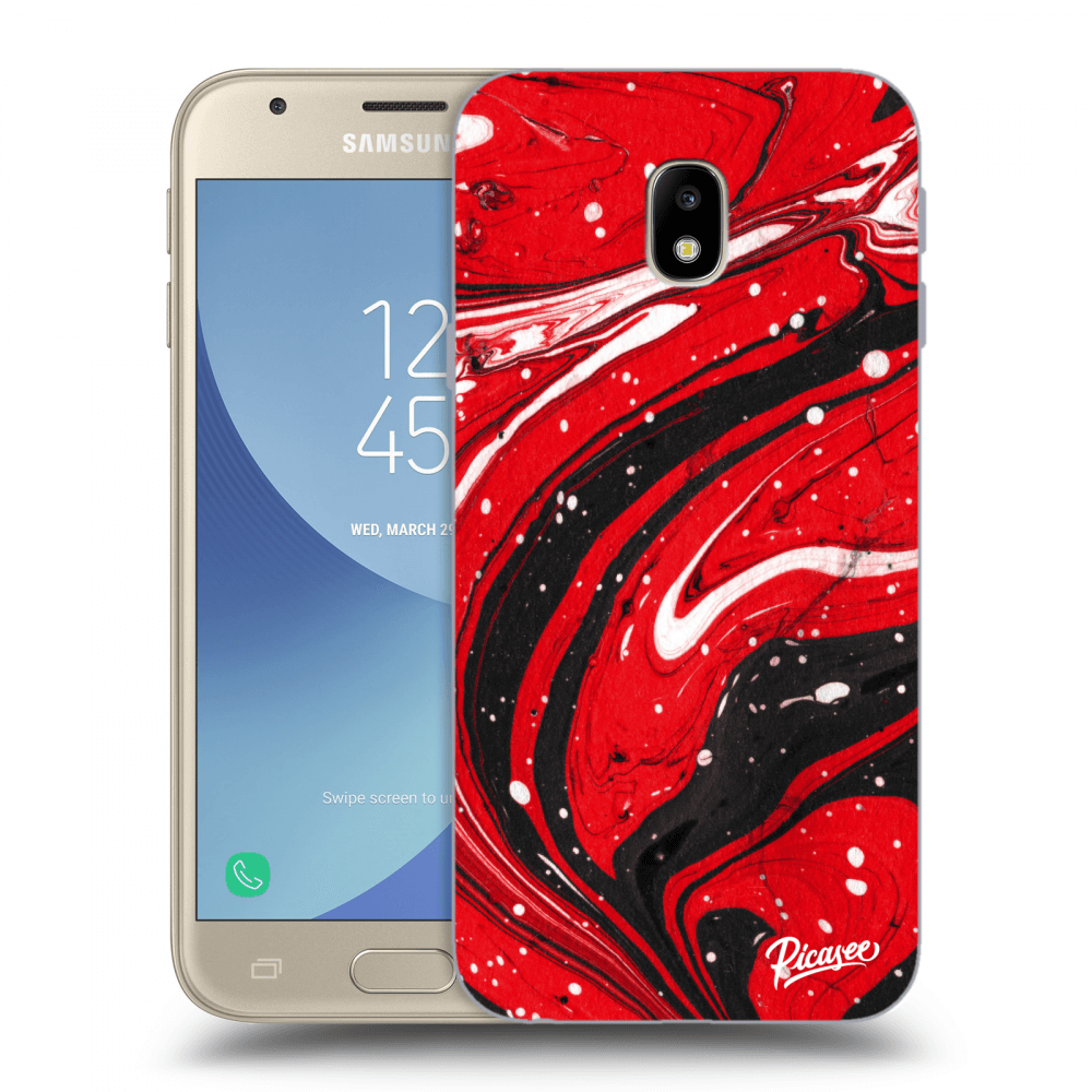 Picasee silikonový průhledný obal pro Samsung Galaxy J3 2017 J330F - Red black