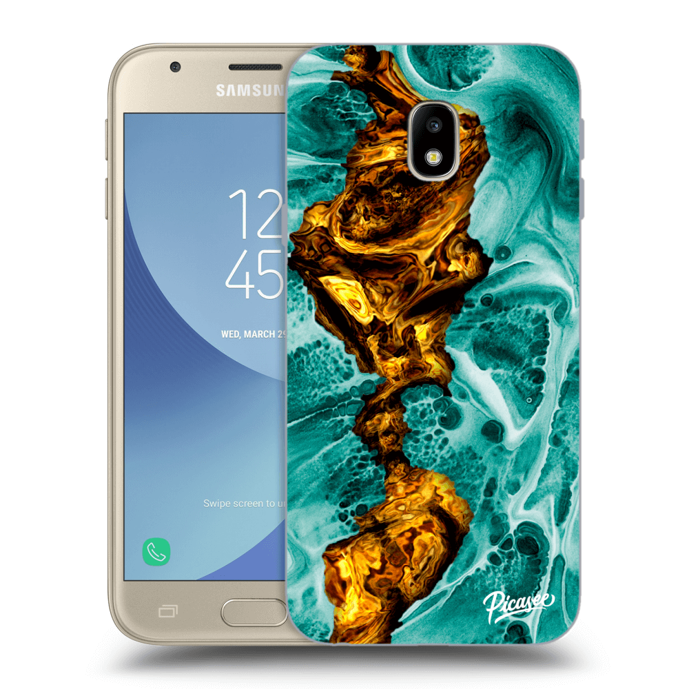Picasee silikonový průhledný obal pro Samsung Galaxy J3 2017 J330F - Goldsky