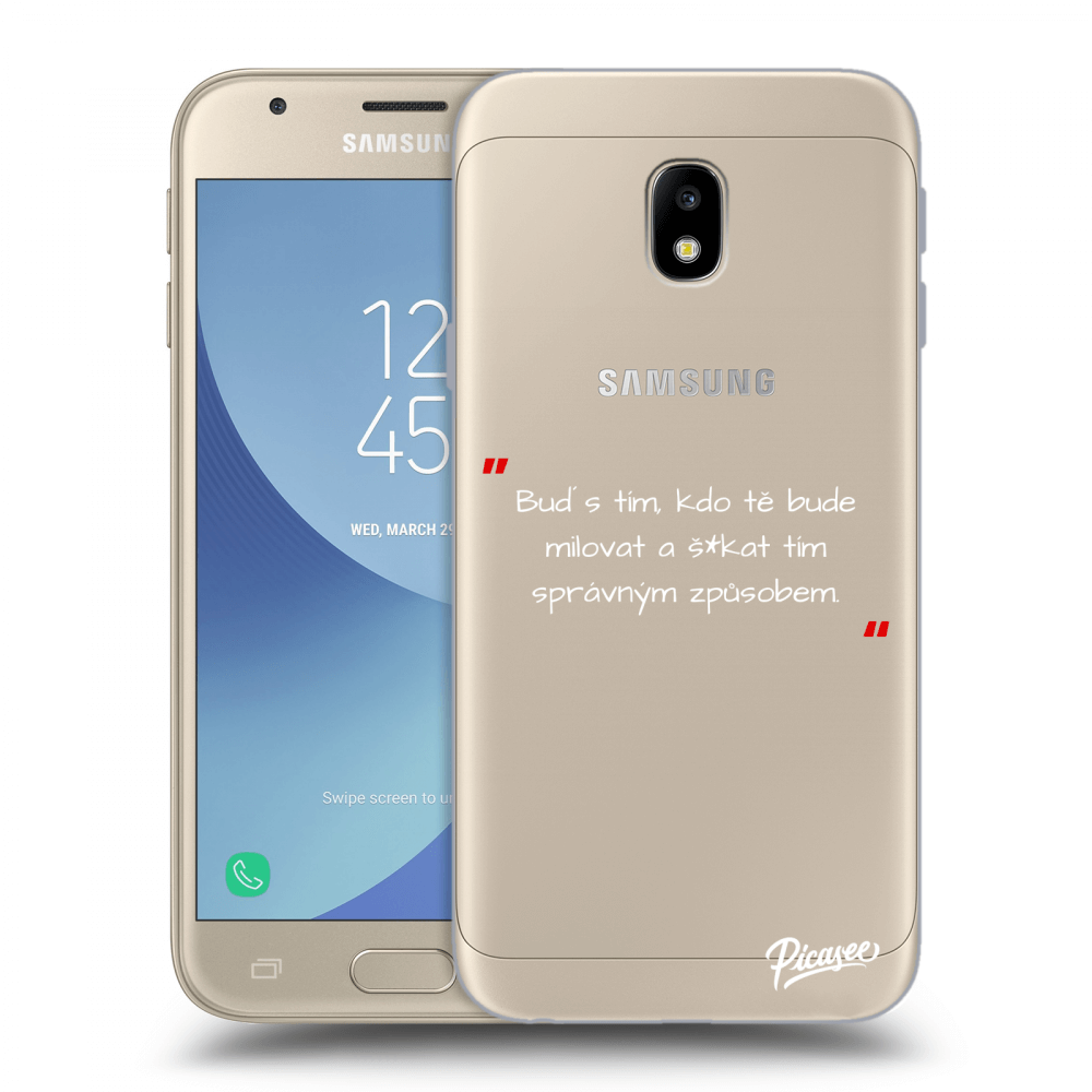 Picasee silikonový průhledný obal pro Samsung Galaxy J3 2017 J330F - Správná láska Bílá