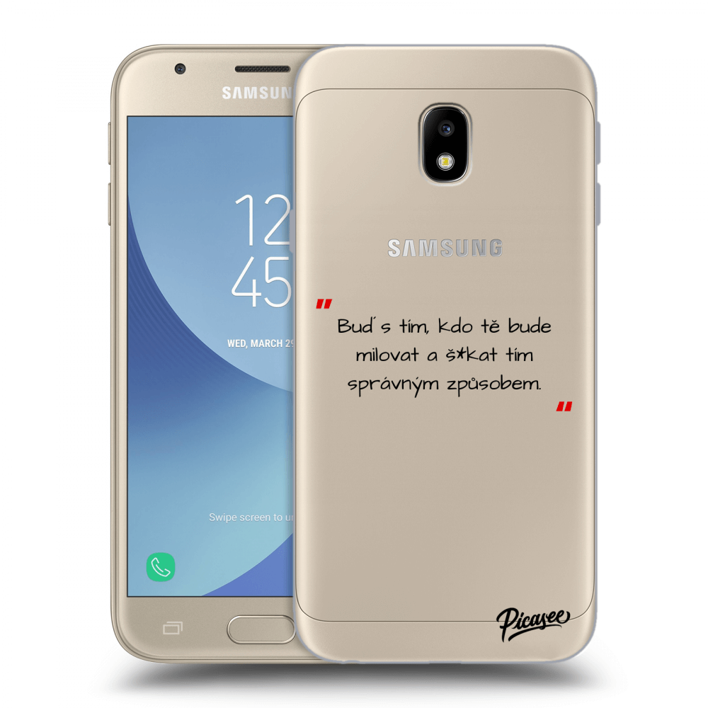 Picasee silikonový průhledný obal pro Samsung Galaxy J3 2017 J330F - Správná láska