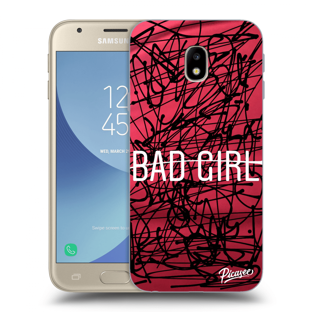 Picasee silikonový průhledný obal pro Samsung Galaxy J3 2017 J330F - Bad girl