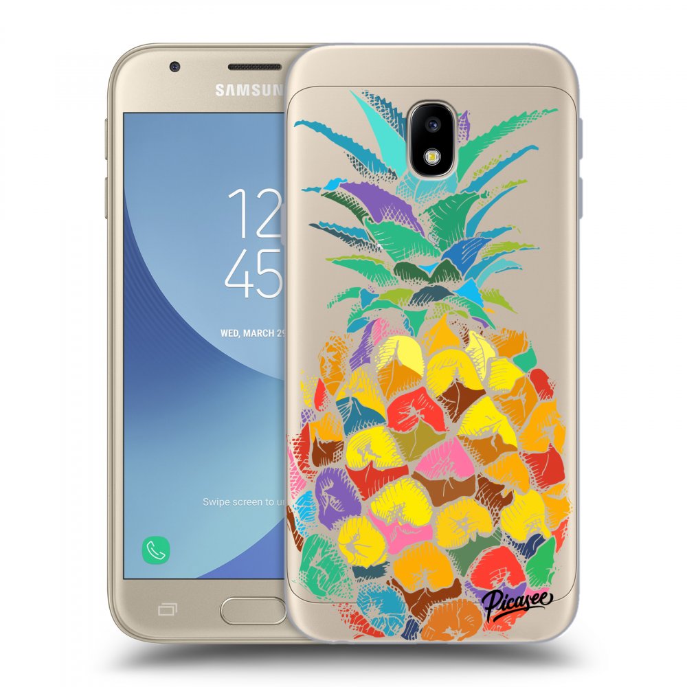 Picasee silikonový průhledný obal pro Samsung Galaxy J3 2017 J330F - Pineapple