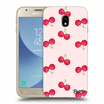 Picasee silikonový průhledný obal pro Samsung Galaxy J3 2017 J330F - Cherries