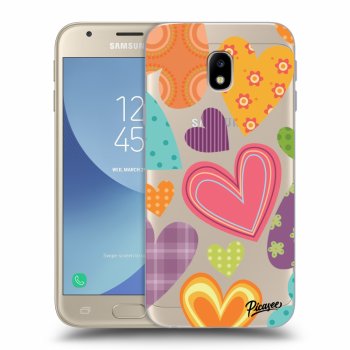 Picasee silikonový průhledný obal pro Samsung Galaxy J3 2017 J330F - Colored heart