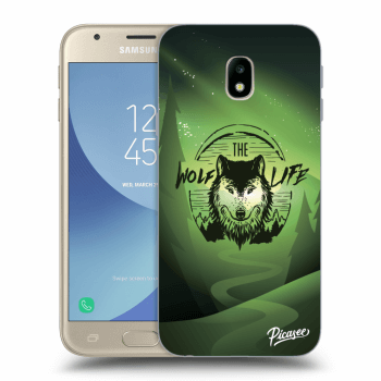 Picasee silikonový průhledný obal pro Samsung Galaxy J3 2017 J330F - Wolf life