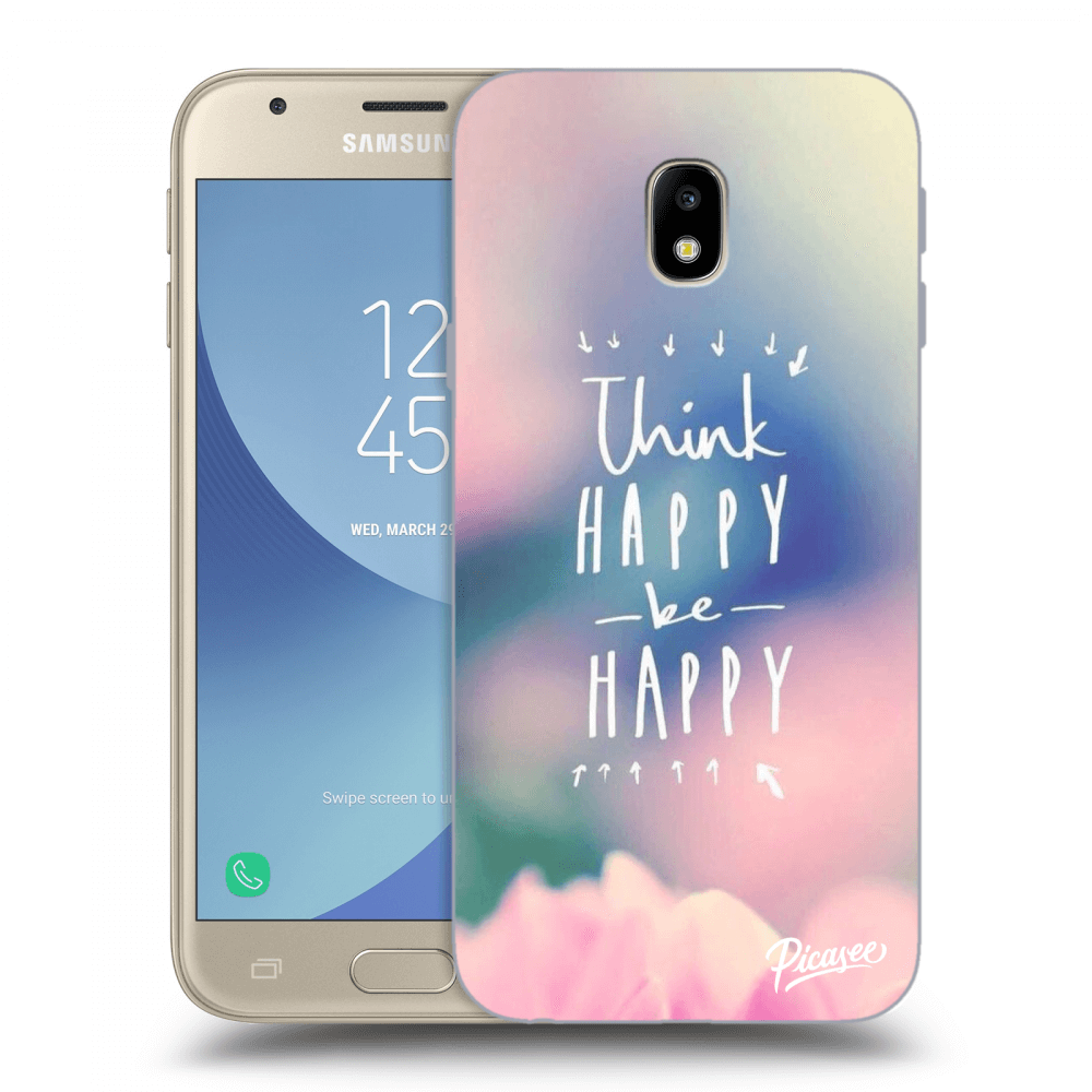 Picasee silikonový průhledný obal pro Samsung Galaxy J3 2017 J330F - Think happy be happy