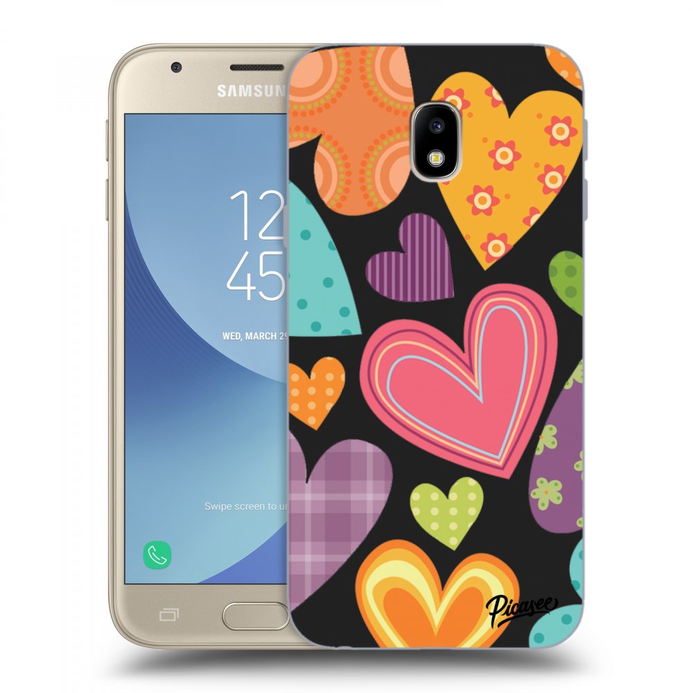 Picasee silikonový černý obal pro Samsung Galaxy J3 2017 J330F - Colored heart